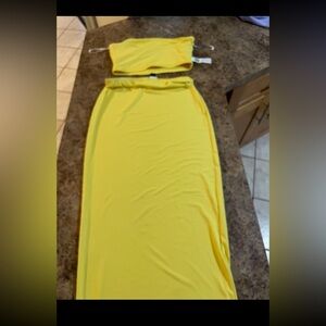 SHEIN Vibrant Yellow Skirt and Top Set